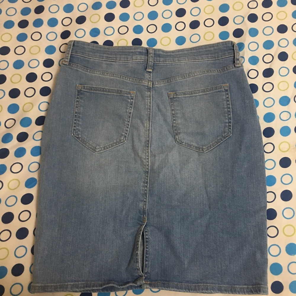 Denim Button-Front Skirt